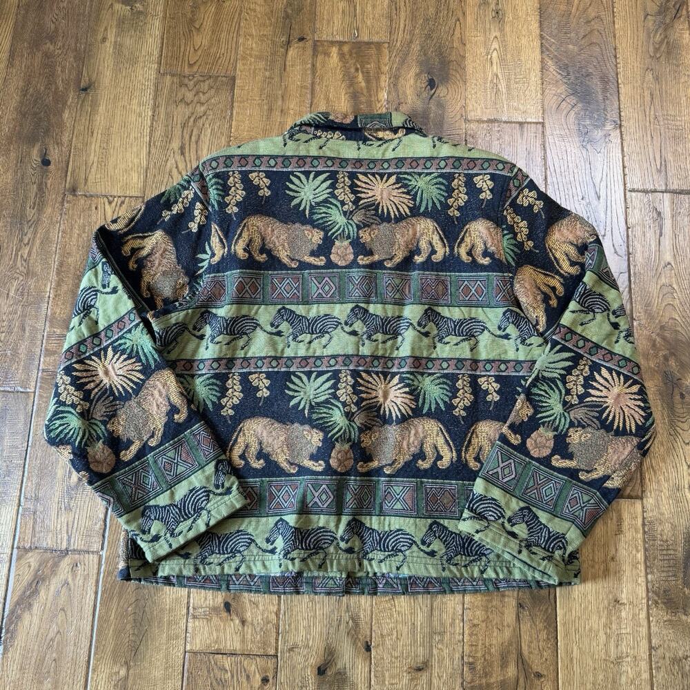 Vtg New Identity Africa Animal Tapestry Blazer Jacket Womens Sz XL Button Down - Picture 5 of 5